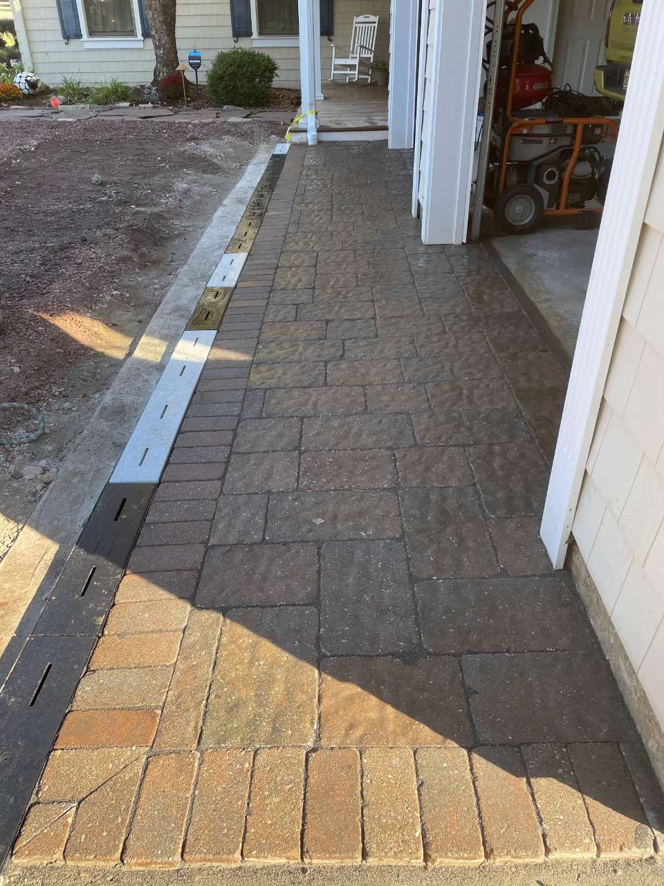 Paver walkway install in progress